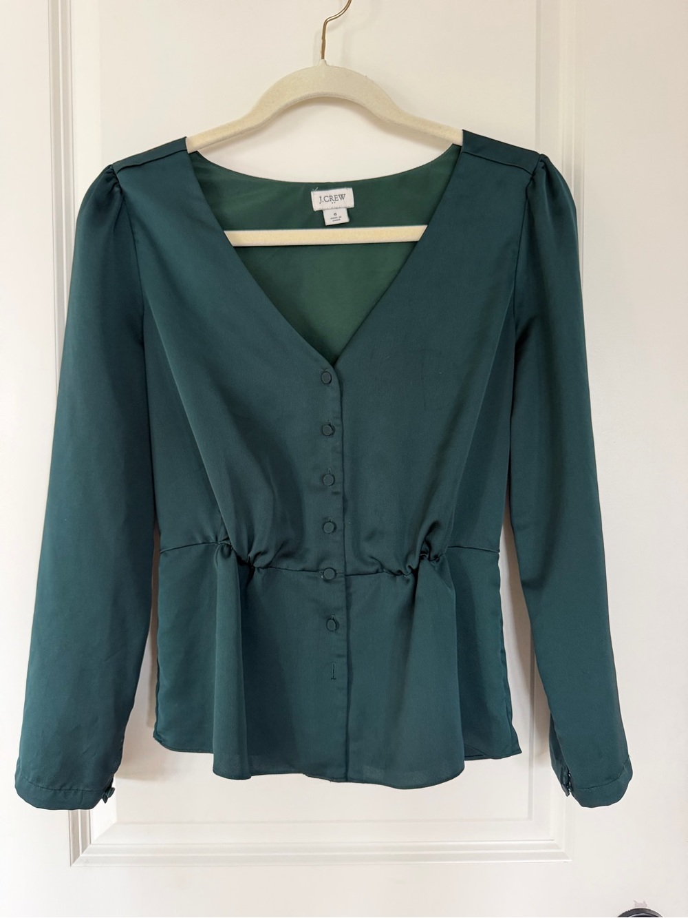 J. Crew Emerald Green Button-Up Blouse